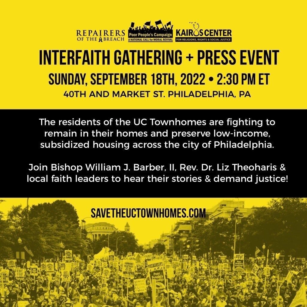 Interfaith Gathering and Press Event -- 09/18/2022 at the UC Townhomes starting at 2:30PM