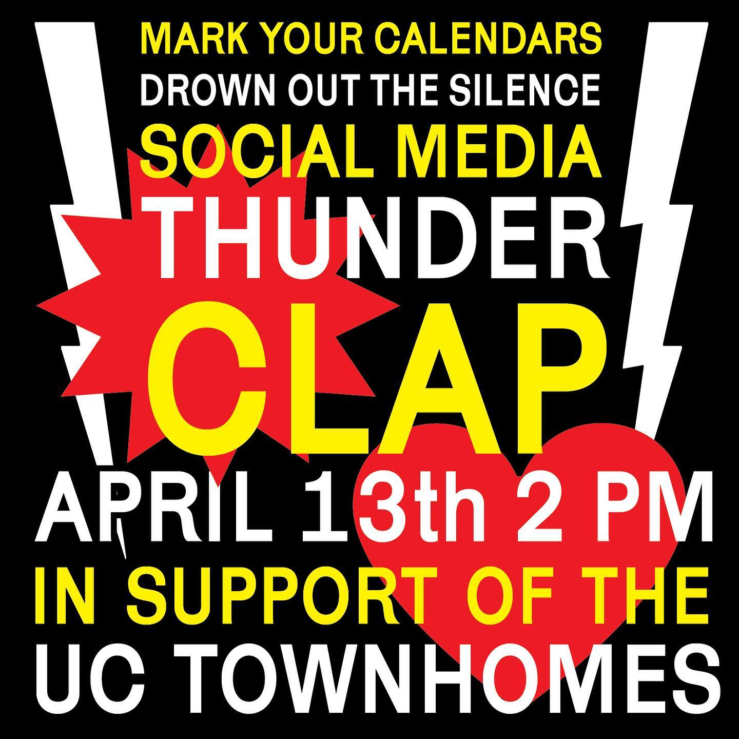 Flyer for Thundercalp action -- contact Altman Management and tell them to stop displacement of the UC Townhomes!