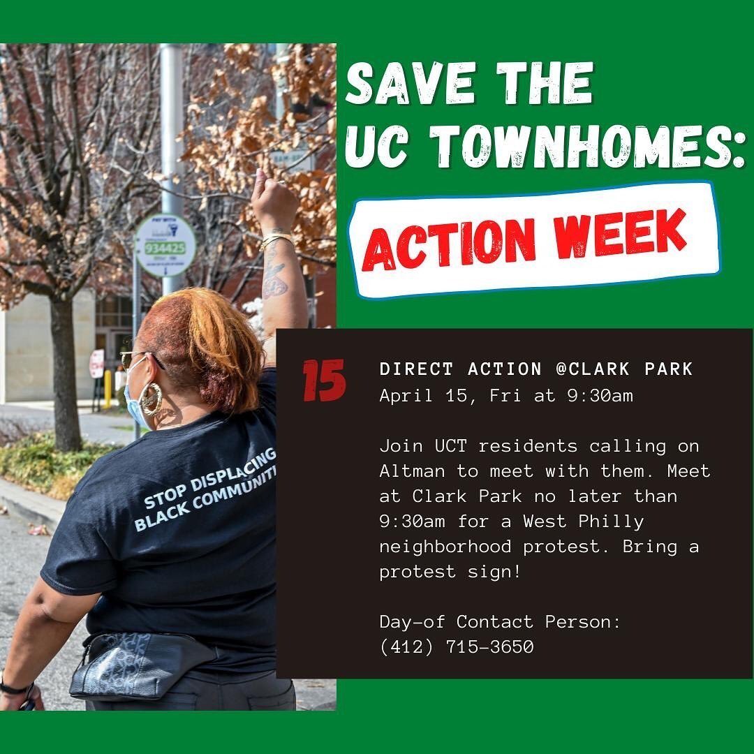 Townhomes Rally at Clark Park April 15 9:30 AM